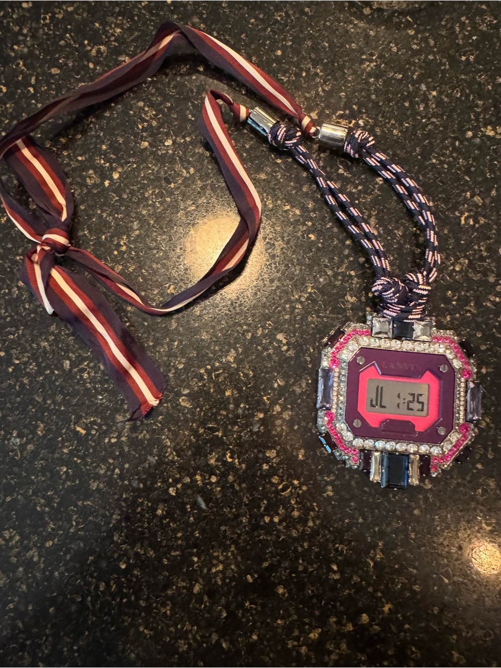 Lanvin Pink Crystal Digital Pendant Necklace MSRP $2400